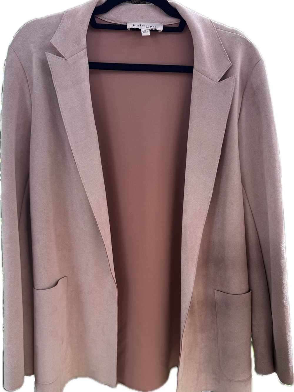 Philosophy Faux Suede Open-Front Coatigan in Dusty Rose Sz M